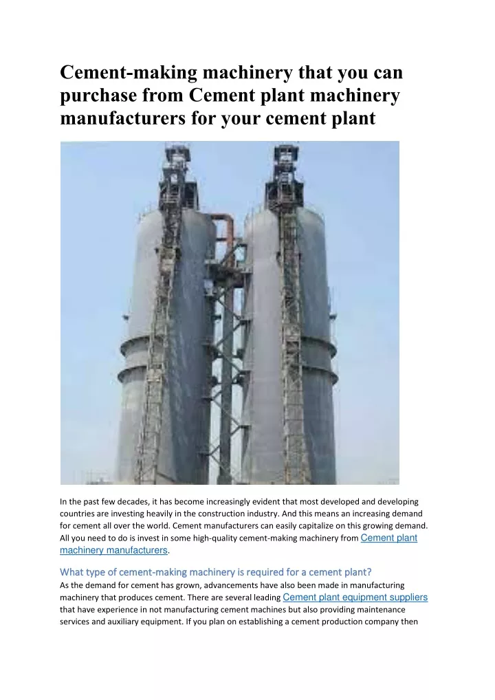 cement making machinery that you can purchase