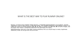 WHAT IS THE BEST WAY TO PLAY RUMMY