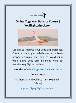 Online Yoga Arm Balance Course | Yogiflightschool.com
