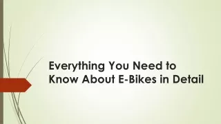 Everything You Need to Know About E-Bikes in Detail