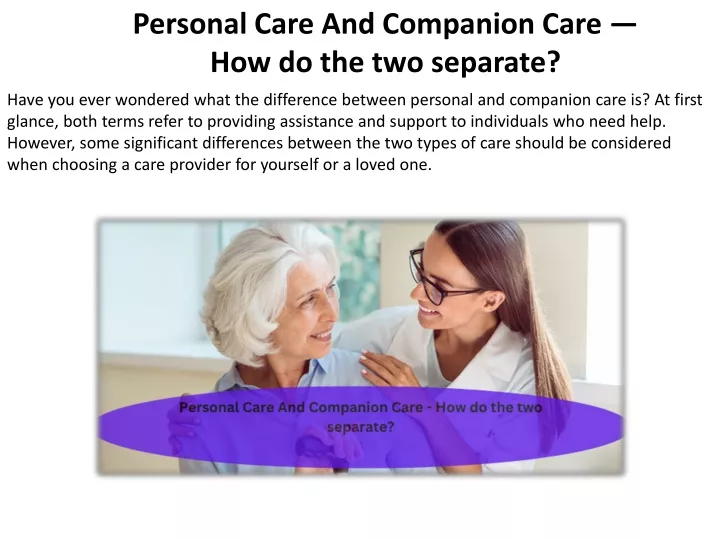 personal care and companion care