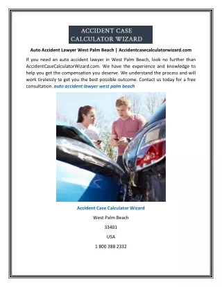 Auto Accident Lawyer West Palm Beach Accidentcasecalculatorwizard