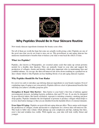 Why Peptides Should Be In Your Skincare Routine
