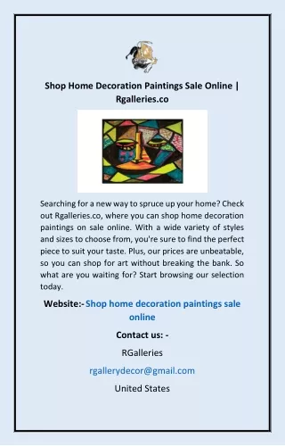 Shop Home Decoration Paintings Sale Online | Rgalleries.co