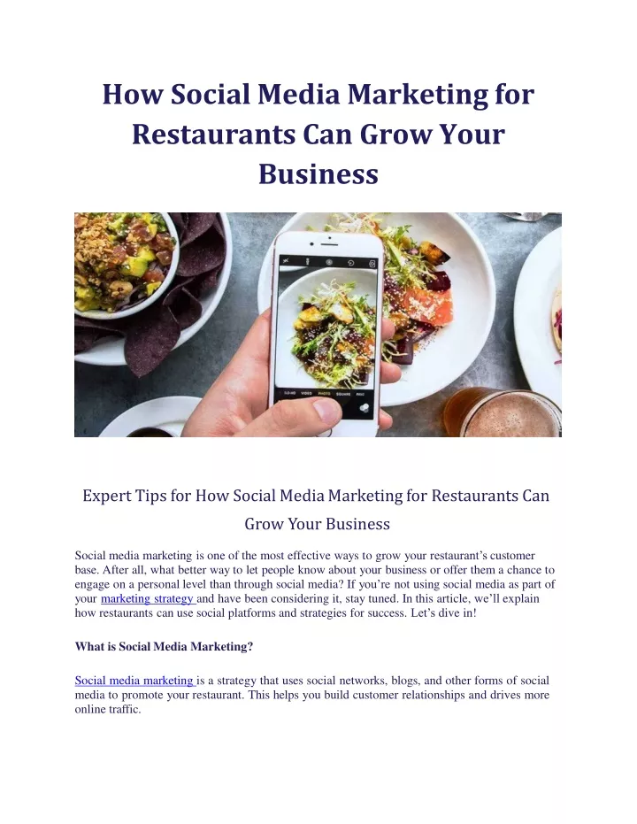 how social media marketing for restaurants can grow your business
