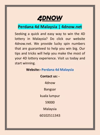 Perdana 4d Malaysia | 4dnow.net