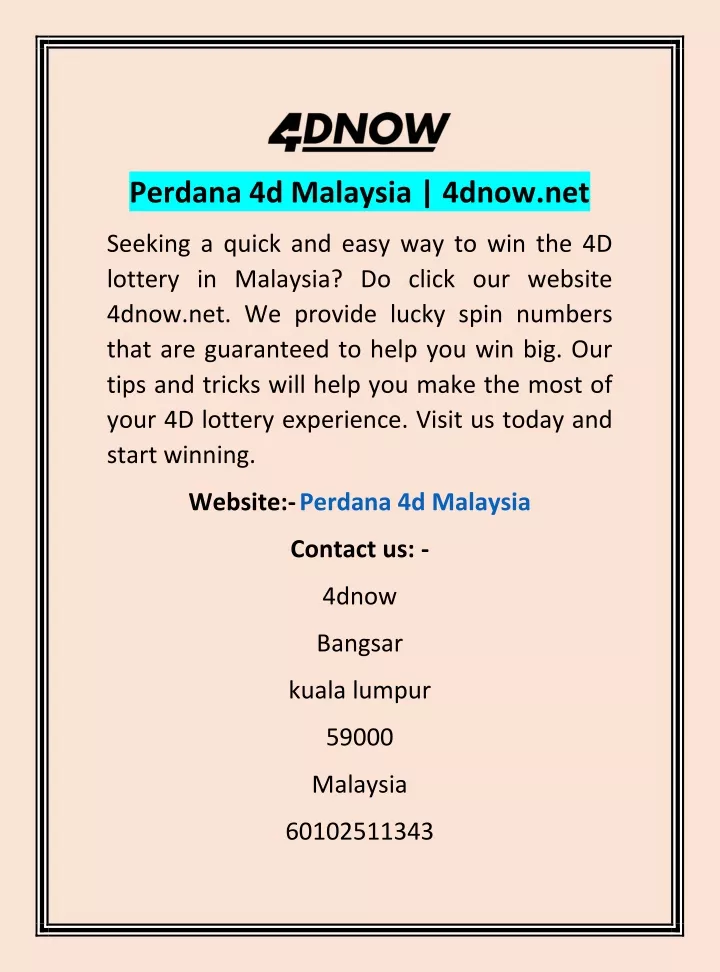 perdana 4d malaysia 4dnow net