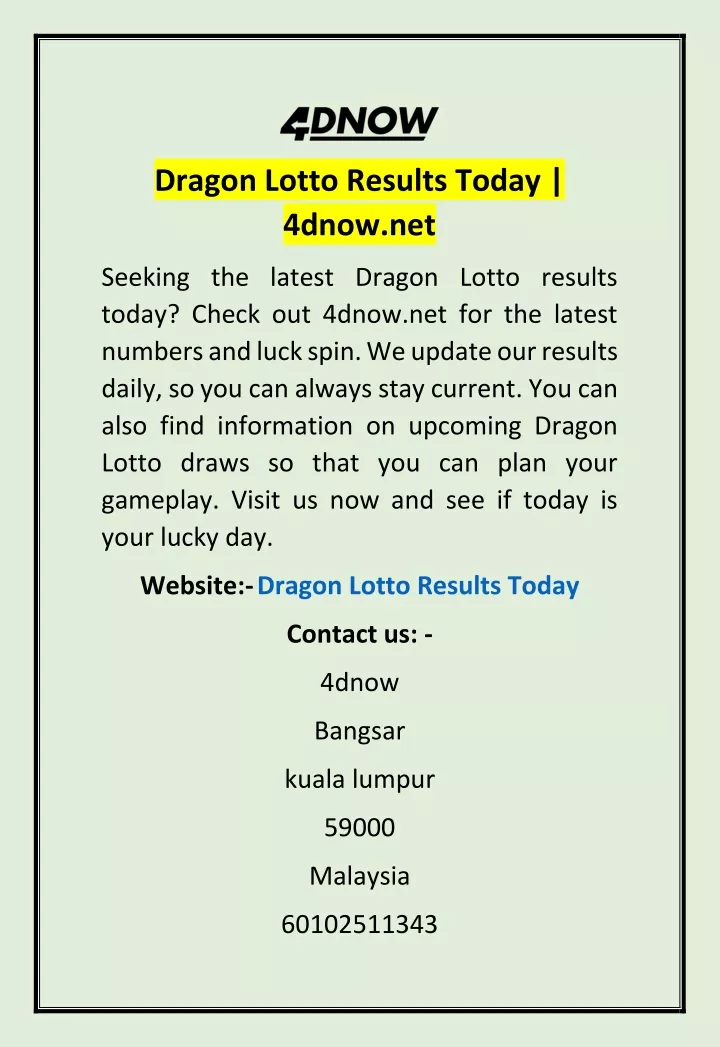dragon lotto results today 4dnow net
