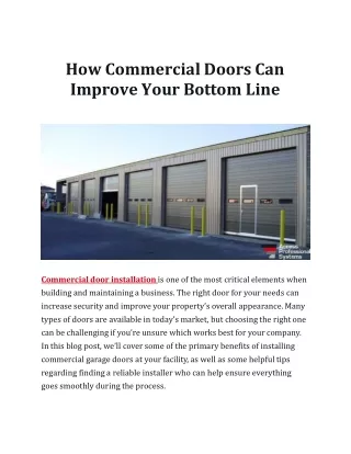 how commercial doors can improve your bottom line
