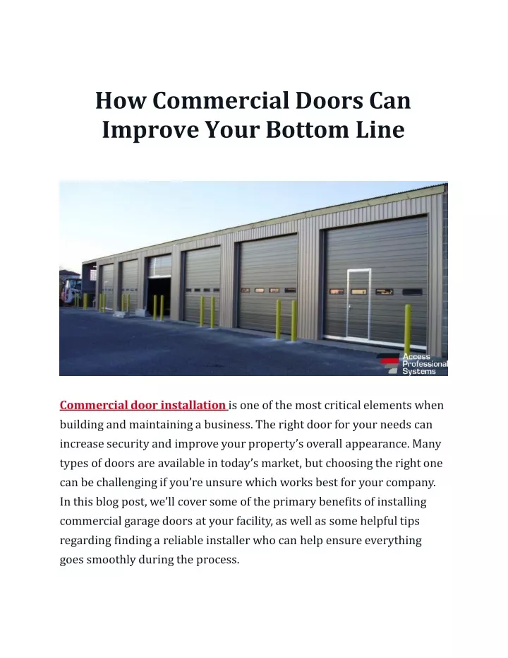 how commercial doors can improve your bottom line