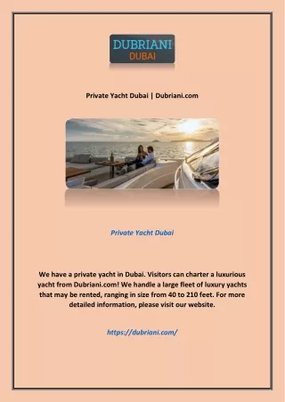 Private Yacht Dubai | Dubriani.com