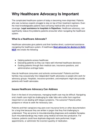 Blog 7 - Why Healthcare Advocacy Is Important