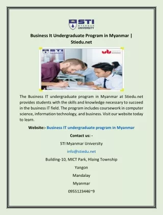 Business It Undergraduate Program in Myanmar | Stiedu.net