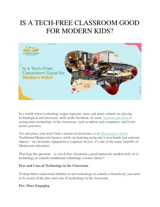 Is a Tech-Free Classroom Good for Modern Kids