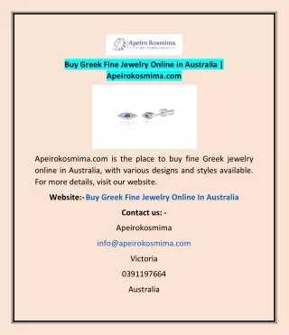 Buy Greek Fine Jewelry Online in Australia | Apeirokosmima.com