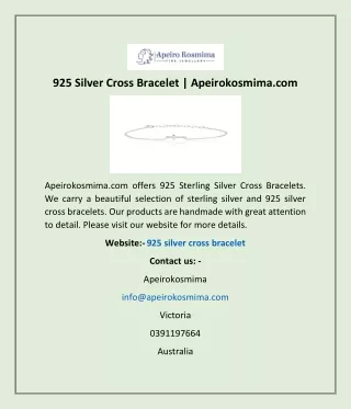 925 Silver Cross Bracelet | Apeirokosmima.com