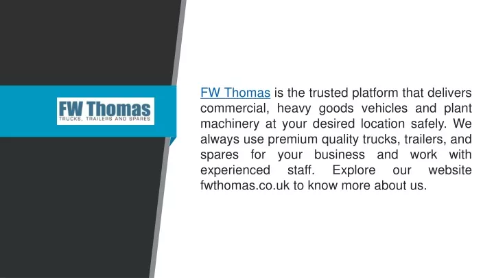 fw thomas is the trusted platform that delivers