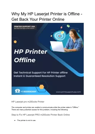 Why My HP Printer Laserjet is Offline - Get Back Your Printer Online