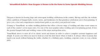 VenueMonk Bulletin How Gurgaon Is Known to Be the Home to Some Upscale Wedding Venues