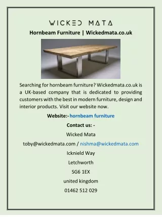 Hornbeam Furniture | Wickedmata.co.uk