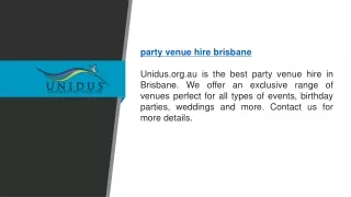 Party Venue Hire Brisbane   Unidus.org.au