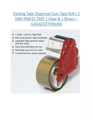 Packing Tape Dispenser Gun Tape Roll x 2 50M PARCEL TAPE 1 Clear