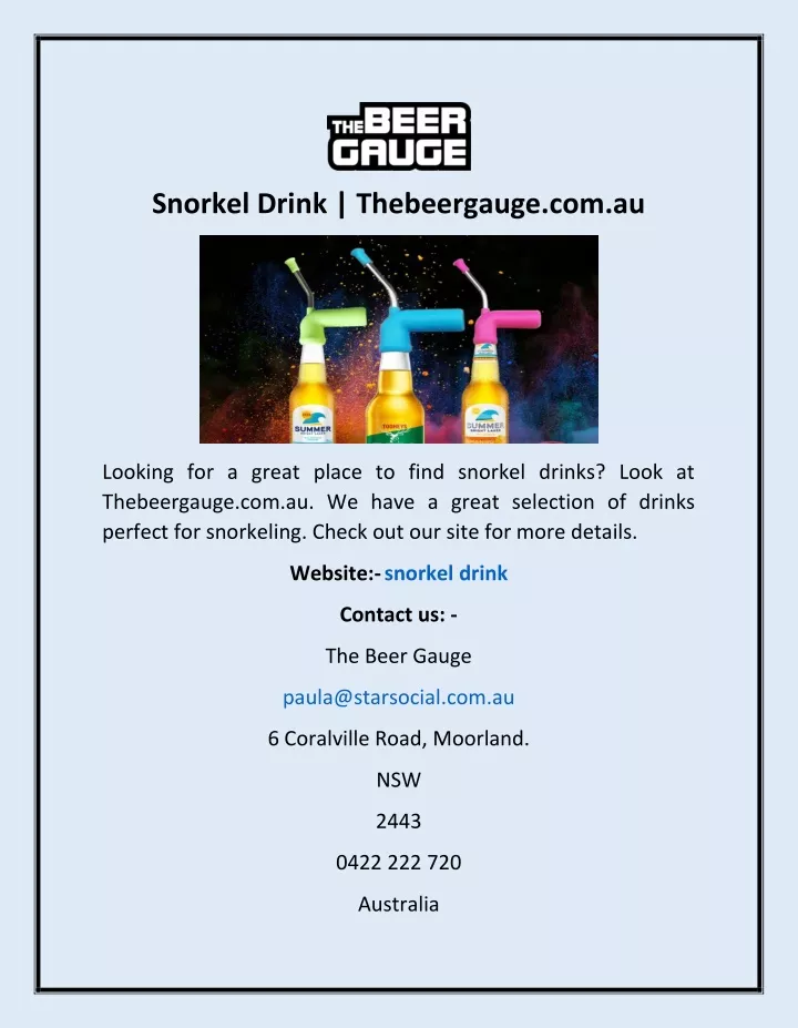 snorkel drink thebeergauge com au