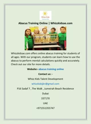 abacus training online whizzkidsae com