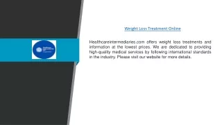 Weight Loss Treatment Online | Healthcareintermediaries.com