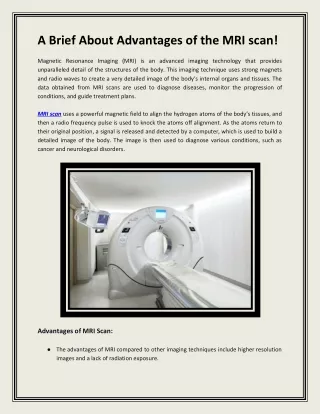 A Brief About Advantages of the MRI scan!