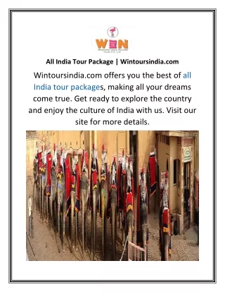 All India Tour Package Wintoursindia.com