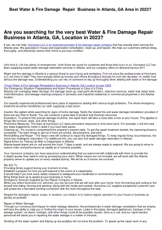 Best Water & Fire Damage  Repair  Business in Atlanta, GA Area in 2023? 