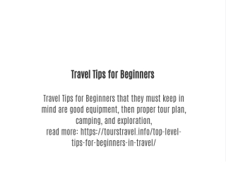 Travel Tips for Beginners