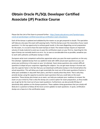 obtain oracle pl sql developer certified