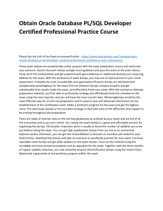 obtain oracle database pl sql developer certified
