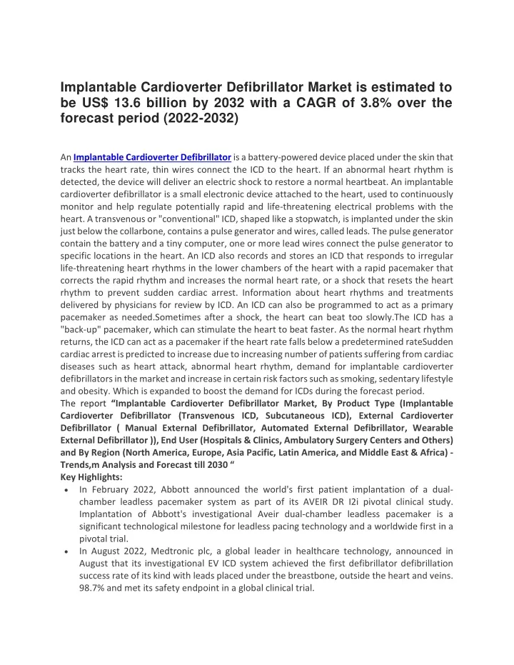 implantable cardioverter defibrillator market