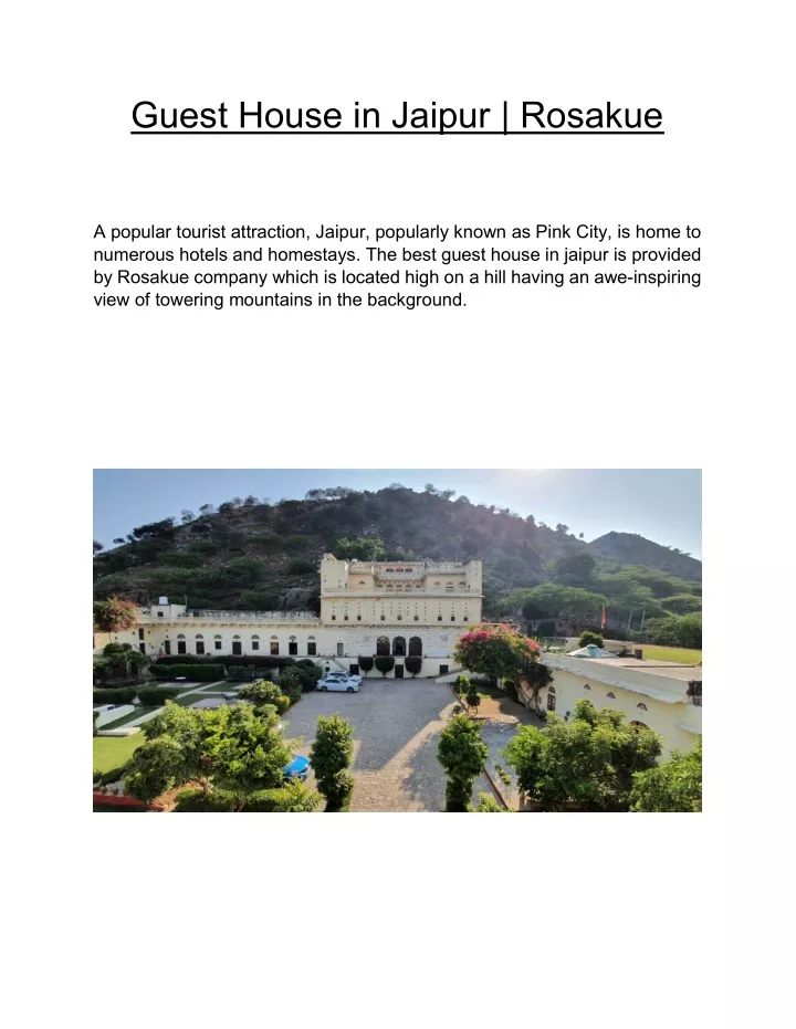 guest house in jaipur rosakue