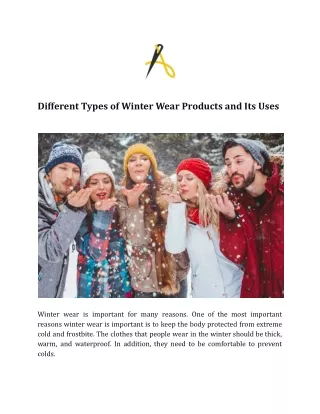 Different Types of Winter Wear Products and Its Uses