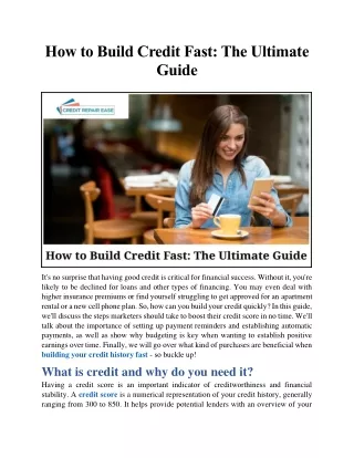 How to Build Credit Fast The Ultimate Guide