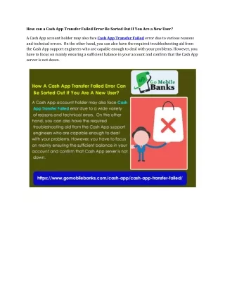 How can a Cash App Transfer Failed Error Be Sorted Out If You Are a New User?