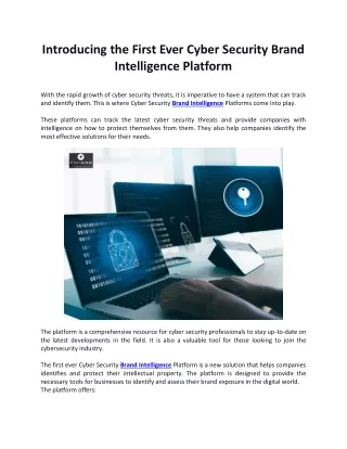 Introducing the First Ever Cyber Security Brand Intelligence Platform