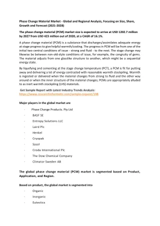 phase change material market global and regional