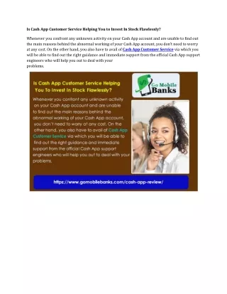 Is Cash App Customer Service Helping You to Invest In Stock Flawlessly