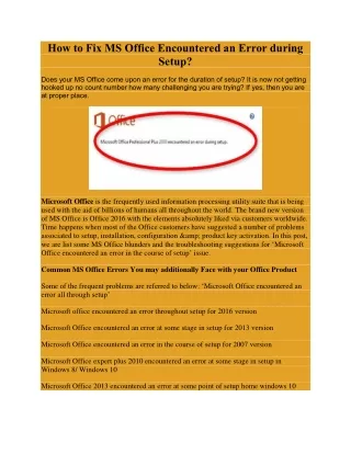 how to fix ms office encountered an error during