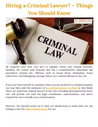 Hiring a Criminal Lawyer? – Things You Should Know