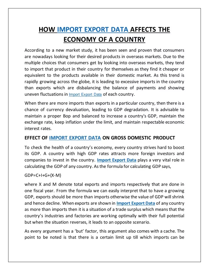 how import export data affects the economy