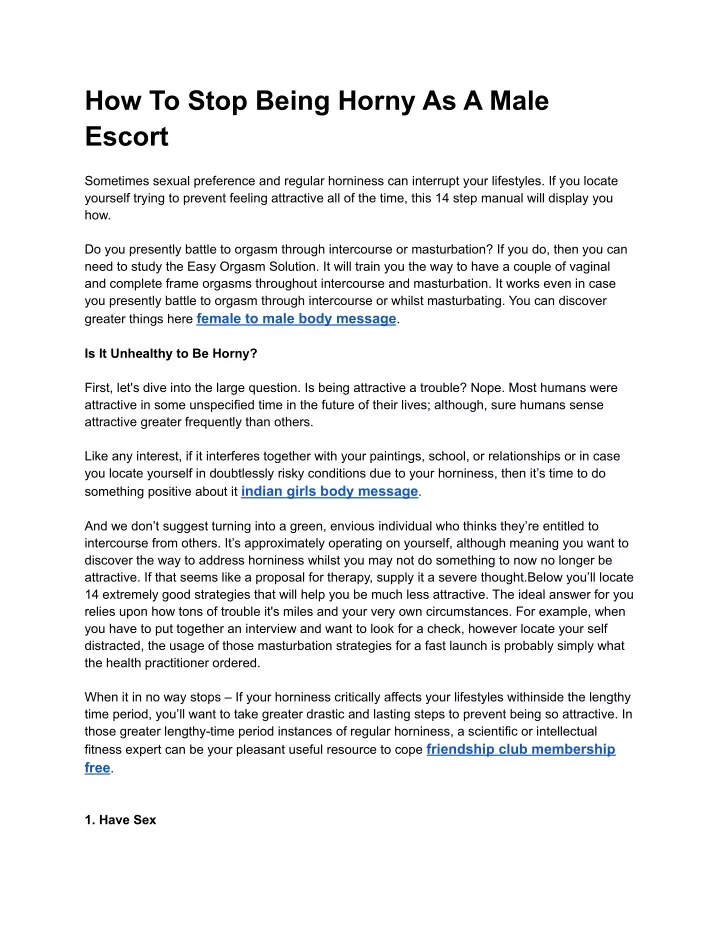PPT How To Stop Being Horny As A Male Escort PowerPoint Presentation ID11873408