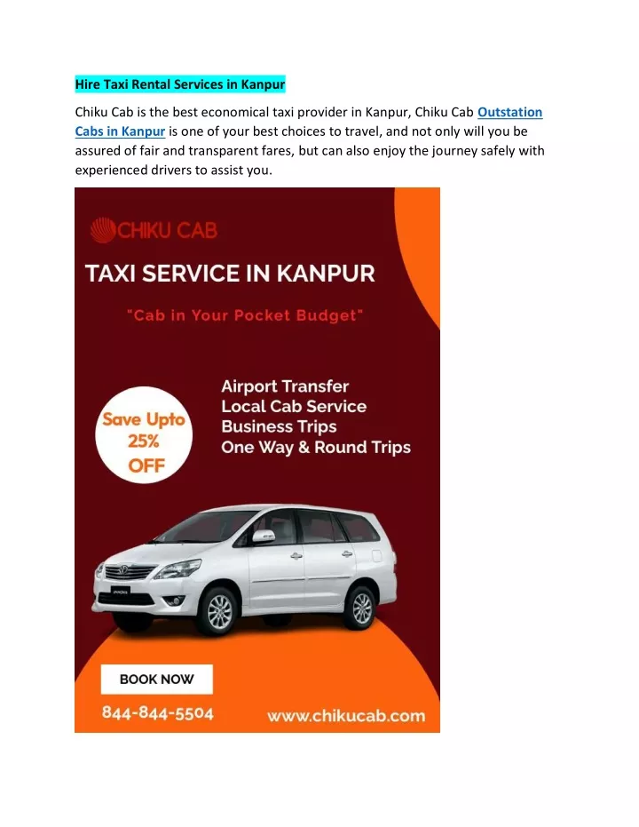 hire taxi rental services in kanpur