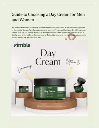 Guide to Choosing a Day Cream for Men and Women