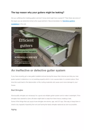 The top reason why your gutters might be leaking